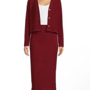 Time and Tru Red Maxi Pencil Skirt Set size M (8-10)